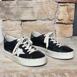 Golden Goose Hi Star
Platform Sneakers Black
Leather Glitter Heel | EU 37